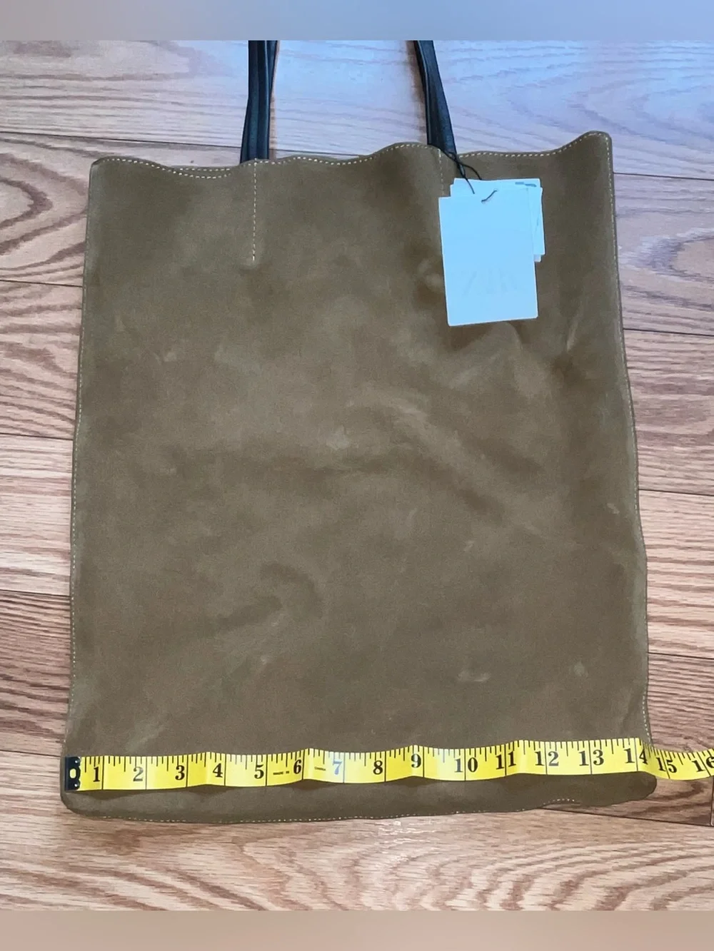 Zara BNWT Cowhide Leather With a Split Suede Finish Shopper Bag Tobacco Brown